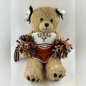 Texas Longhorns Build-A-Bear Cheerleader Teddy Bear Pom Poms Cheer Uniform 16.5”